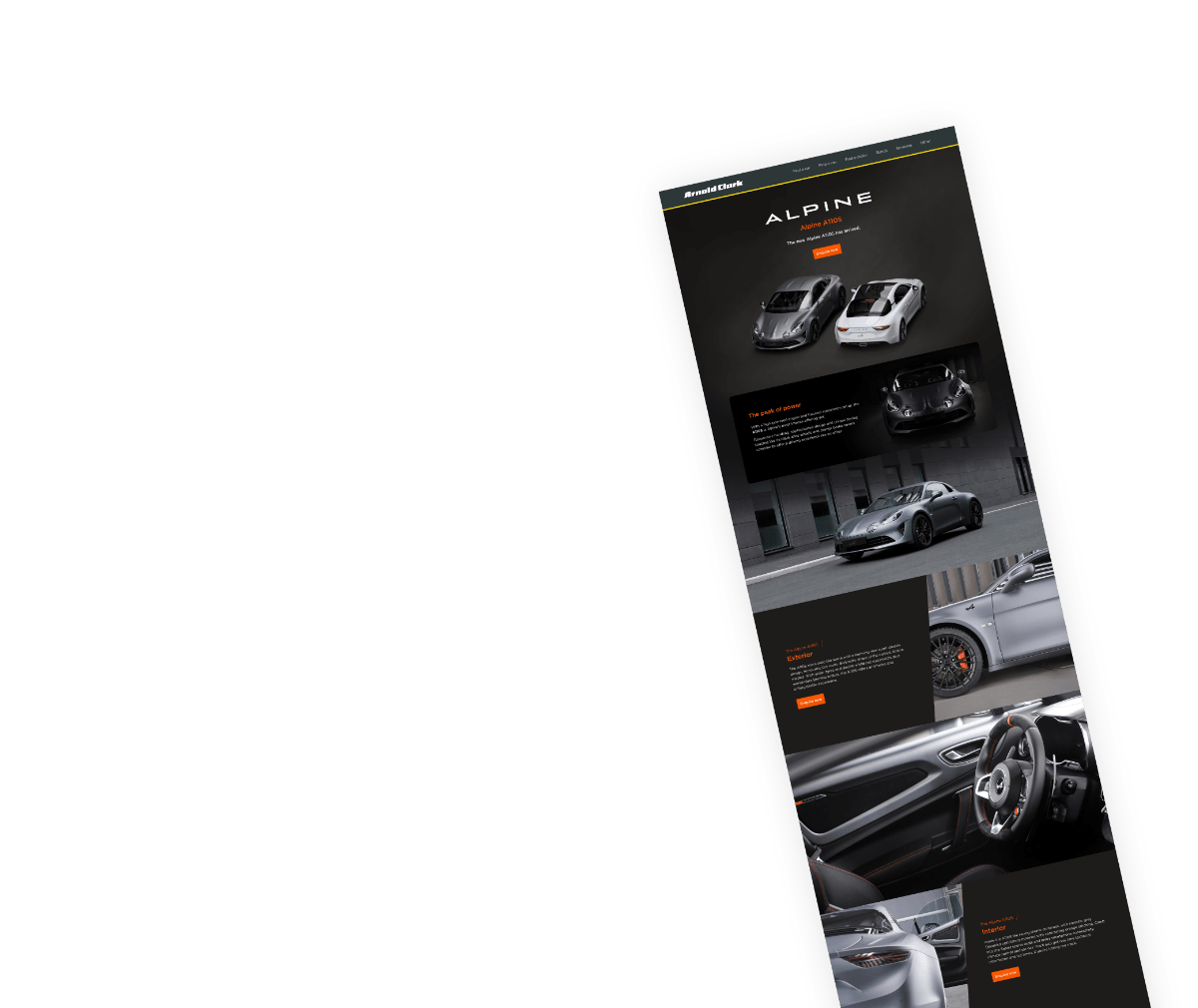 Alpine landing page for the A110 model