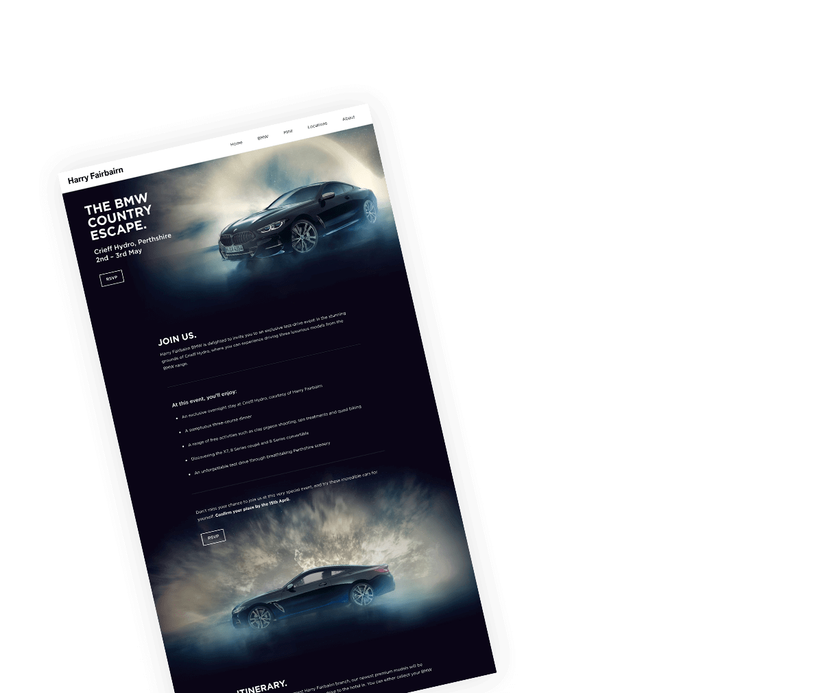 BMW landing page for an event