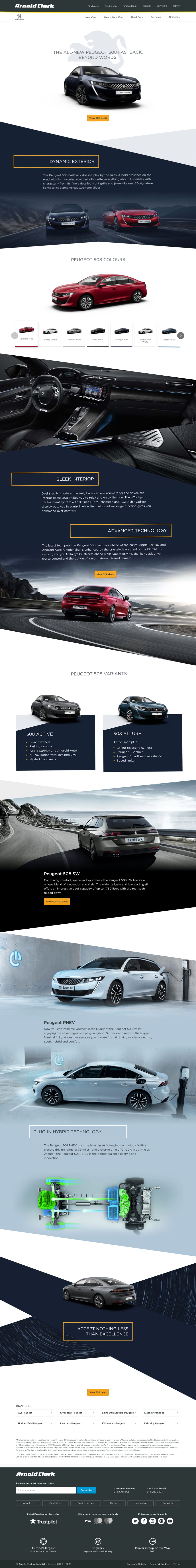 Peugeot landing page for the 508 model